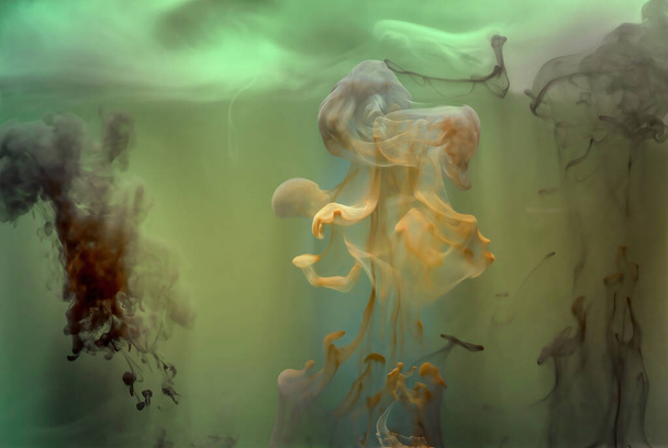 festékcseppek festenek egy képet a vízbe. 3D kép. - Fotó, kép
