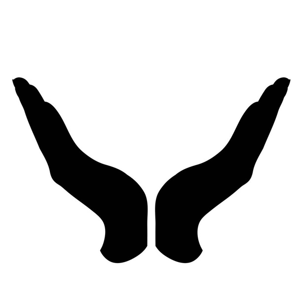 Vektorsilhouette der Hände in defensiver Geste. Symbol für Menschlichkeit, Fürsorge, Schutz. - Vektor, Bild