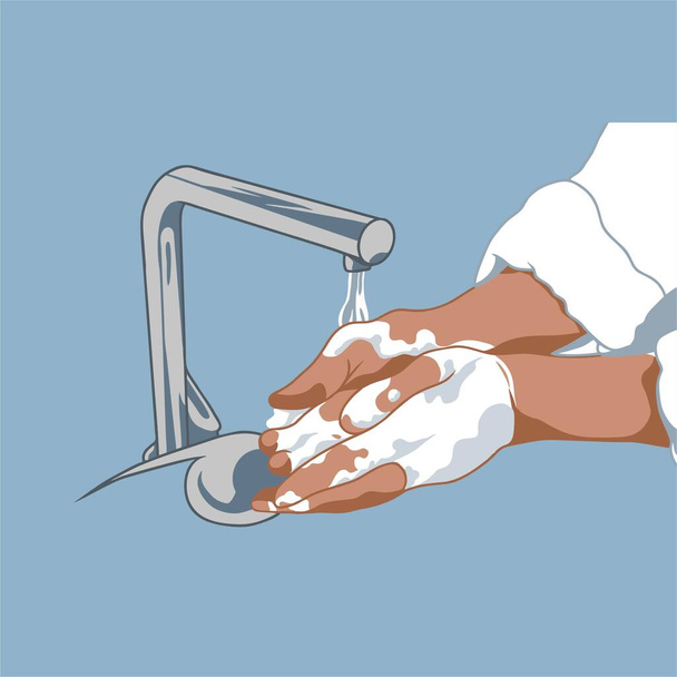 途上国では、石鹸で手を洗うことは、健康を達成するための費用対効果が高く、不可欠なツールとして認識されています。 - ベクター画像