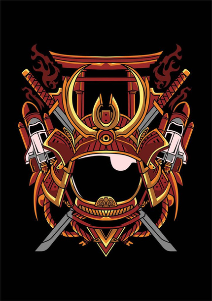 Aastronaut shogun ornament voor tshirt - Vector, afbeelding
