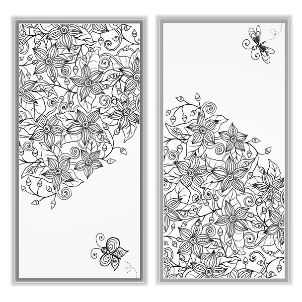 Abstract  hand drawn pattern card set. - Vector, afbeelding