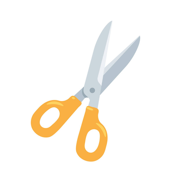Vector cartoon yellow paper cut scissors Isolated on white background - Вектор, зображення