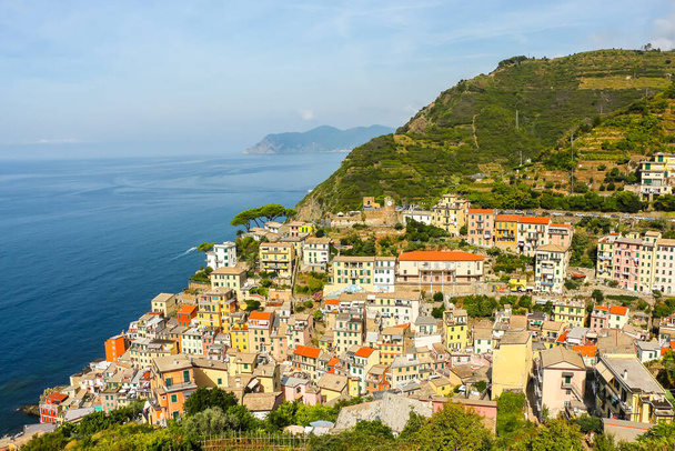Beautiful view of Riomaggiore, a village in province of La Spezia, Liguria, Italy. - Fotoğraf, Görsel
