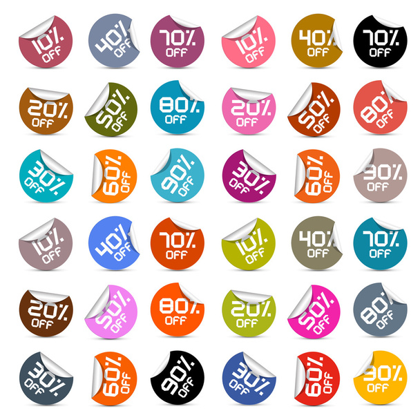 kleurrijke vector korting stickers, etiketten instellen - Vector, afbeelding