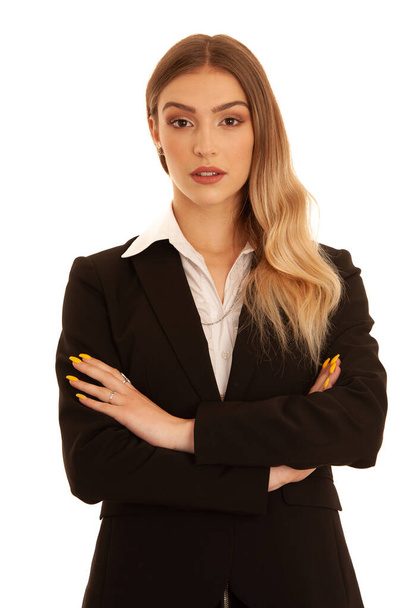 Young business woman in business dress isolated over white background - Foto, afbeelding