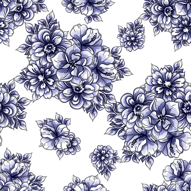 Abstract seamless vector pattern background with flowers - Vektör, Görsel
