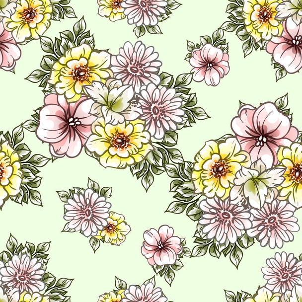 Abstract seamless vector pattern background with flowers - Vektor, obrázek