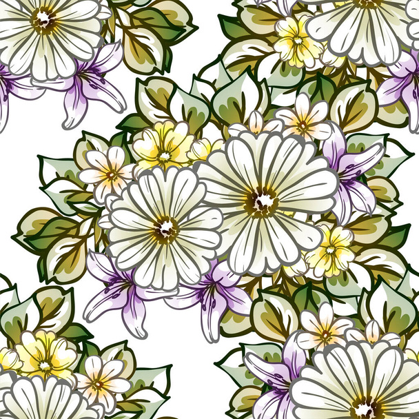 Abstract seamless vector pattern background with flowers - Vektor, Bild