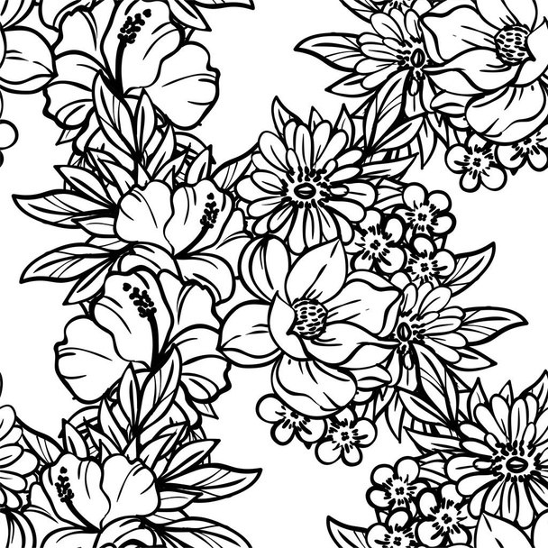 Abstract seamless vector pattern background with flowers - Vector, afbeelding