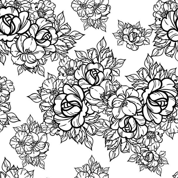 Abstract seamless vector pattern background with flowers - Вектор, зображення