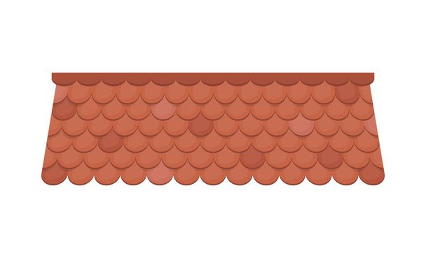 Brown tile roof isolated on white background. Roof for the design of summer cottages. Cartoon style. Vector illustration. - Vector, Image