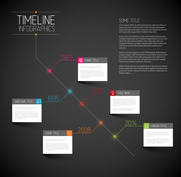 Infographic dark diagonal timeline report template - Vector, Image