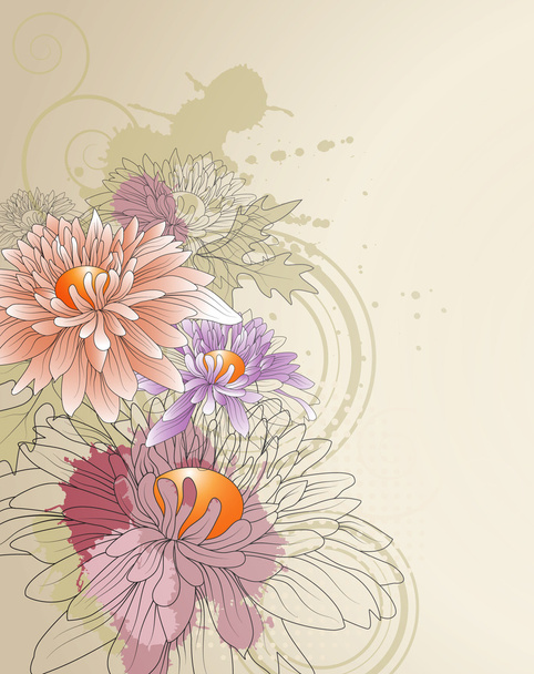 Floral background with chrysanthemums - Vector, afbeelding
