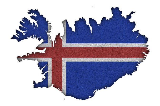 Karte und Flagge Islands auf Filz - Foto, Bild