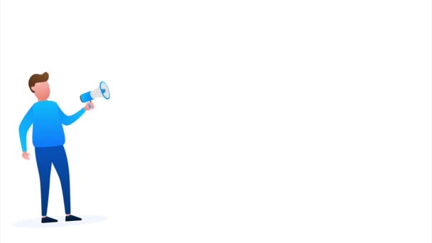 Mano sosteniendo Megáfono con noche de trivia. Banner de megáfono. Diseño web. ilustración de stock. - Imágenes, Vídeo