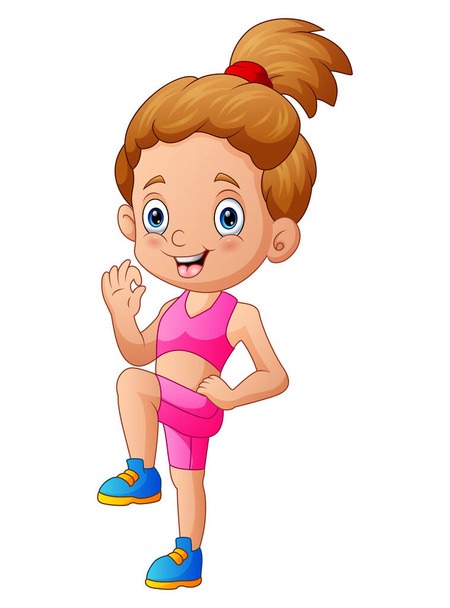Girl doing exercise isolated on white background - Vector, afbeelding
