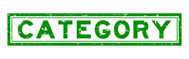 Гранж зеленої категорії слова квадратна гумова печатка штампа на білому тлі
 - Вектор, зображення