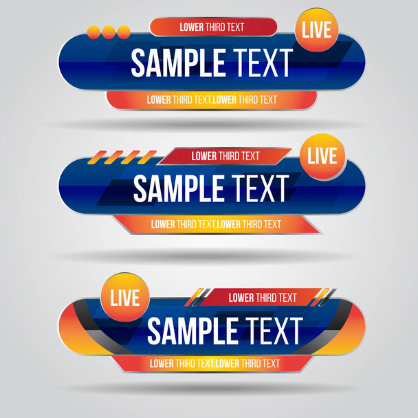 Lower third blue abstract banners news sets.Video headline title template bar screen broadcast bar name.Collection of lower third for video editing on transparent background. - Διάνυσμα, εικόνα