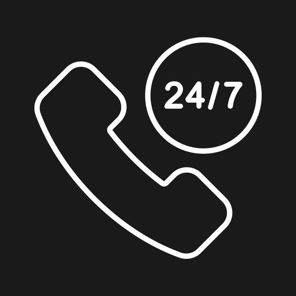Call center, 24 uur, service icon vector image. Kan ook worden gebruikt voor winkelen & e-commerce. Geschikt voor gebruik op webapps, mobiele apps en printmedia. - Vector, afbeelding