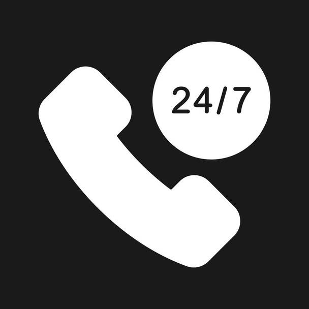 Call center, 24 uur, service icon vector image. Kan ook worden gebruikt voor winkelen & e-commerce. Geschikt voor gebruik op webapps, mobiele apps en printmedia. - Vector, afbeelding