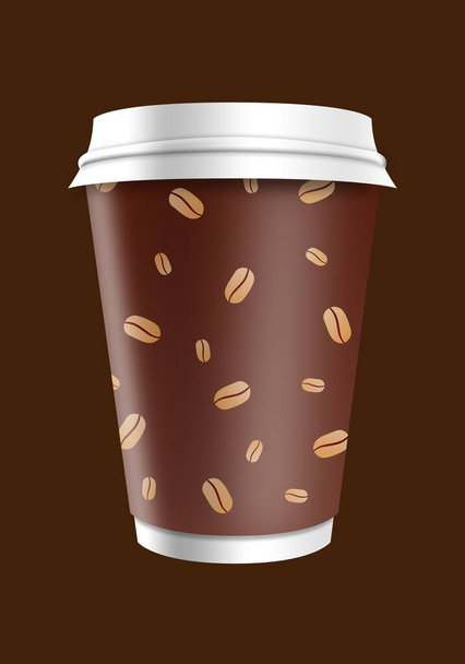Illusztráció egy papír csésze kávé a háttérben - Fotó, kép
