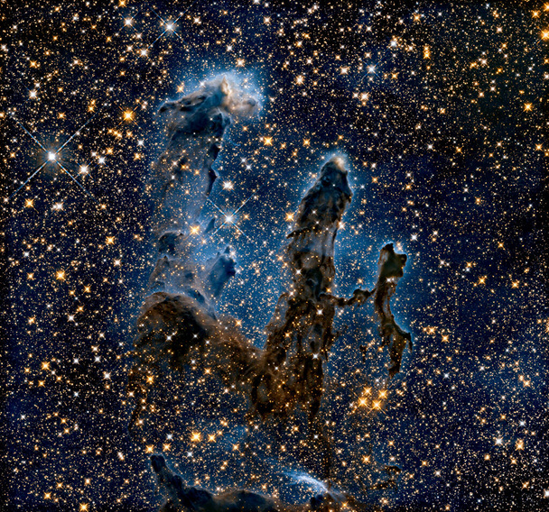 Hubble Goes High Def to Revisit the Iconic  (The Eagle Nebula). background template , elements of this image furnished by nasa - Photo, Image