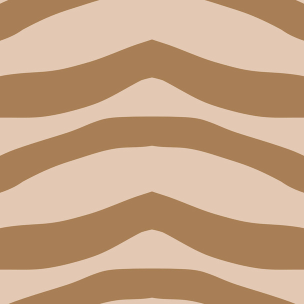 Abstract wavy striped pattern inspired in the smooth beach's sand. Vector seamless pattern design for textile, fashion, paper, packaging and branding - Vector, Image