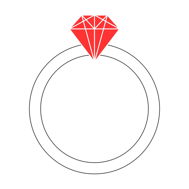 Eenvoudige illustratie van ring icoon voor St. Valentijnsdag - Vector, afbeelding