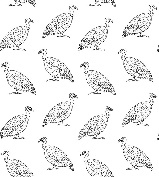 Vector seamless pattern of hand drawn doodle sketch griffon vulture bird isolated on white background - Vektor, Bild