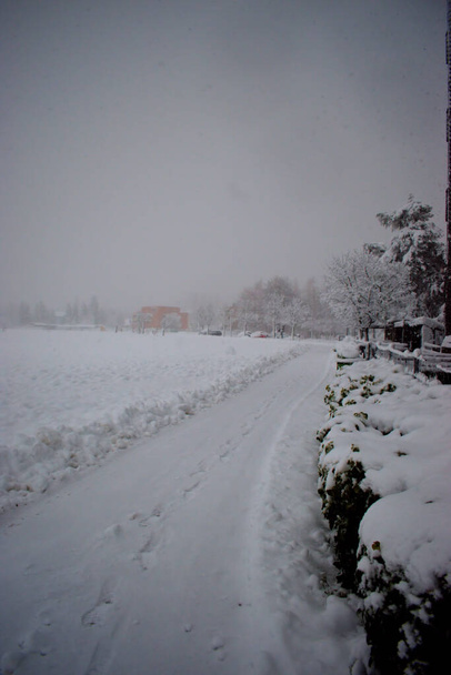 Krajina ve Vaduzu v Lichtenštejnsku mizí ve spoustě čerstvého sněhu 14.1.2021 - Fotografie, Obrázek