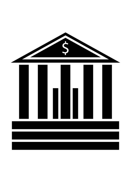 Icona della banca con simbolo del dollaro - Vettoriali, immagini