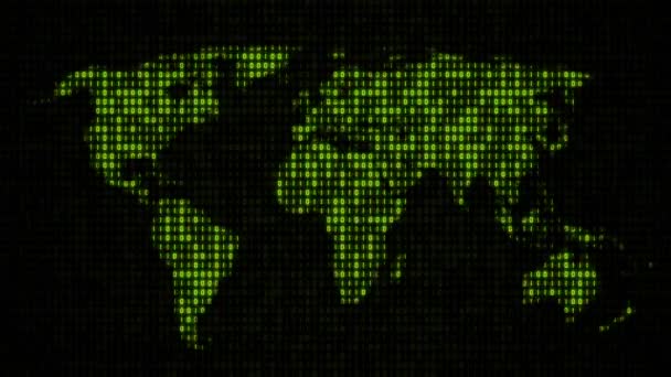 kod binarny - mapa świata (i) - Materiał filmowy, wideo
