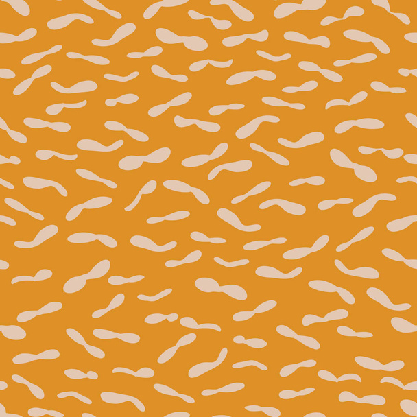 Yellow pattern of hand drawn peanut shapes inspired in African safari prints. Vector seamless pattern design for textile, fashion, paper, packaging and branding - Vector, Image