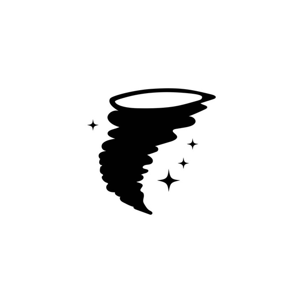 Tempête ouragan Tourbillon, tornade magique. Illustration d'icône vectorielle plate. Symbole noir simple sur fond blanc. Hurricane Whirlwind, modèle de conception de panneau de tornade magique pour élément d'interface utilisateur Web et mobile - Vecteur, image