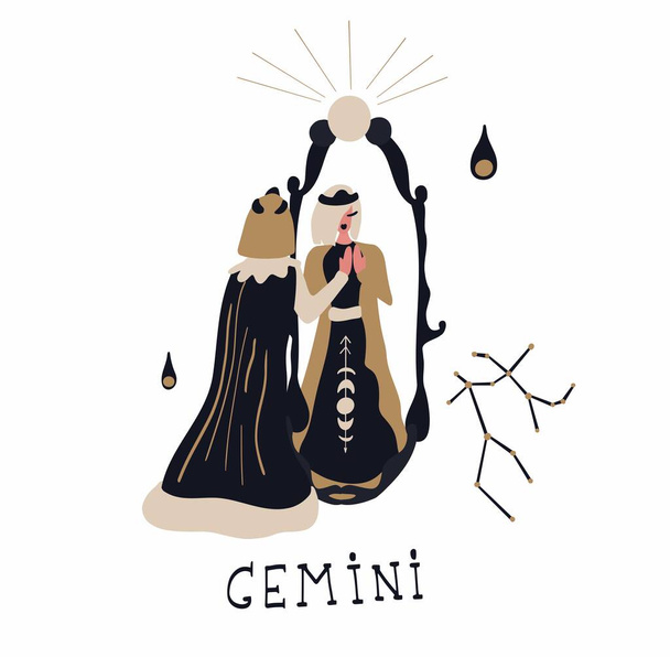 Zodiac signs Gemini. Vector illustration of the zodiac symbol. - Vector, Image