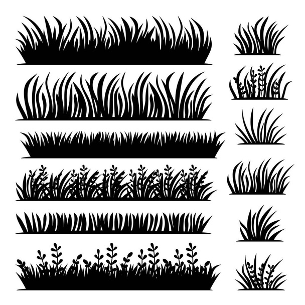 Touffes vectorielles d'herbe de couleur noire  - Vecteur, image