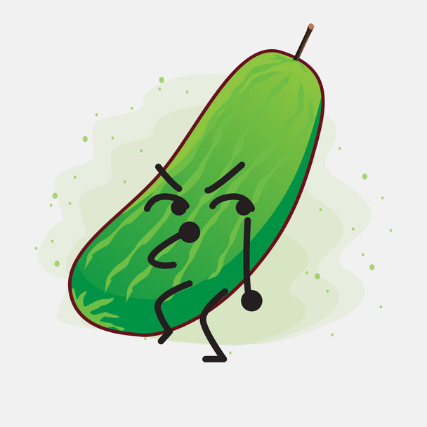 Una ilustración del lindo vector de carácter de fruta de pepino - Vector, Imagen