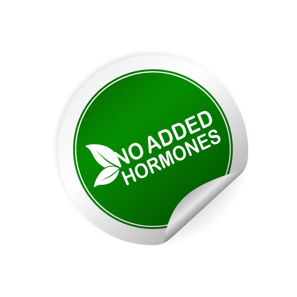 No added hormones green sticker. Healthy safe. Vector icon. Line symbol. Vegan, bio food. Healthy safe. - Vector, Image