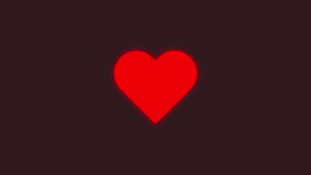 Vörös Szív dobogó animáció fekete háttér. Szerelem és Valentin-nap koncepció. - Felvétel, videó