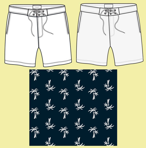set of short pants, baby boy clothes template flat sketch design - Vector, Image