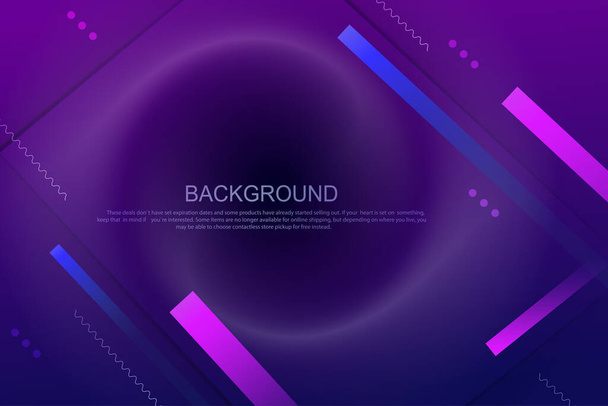 Geometric design with a gradient of blue and purple colors, oblique stripes, wavy lines - Vector, Image