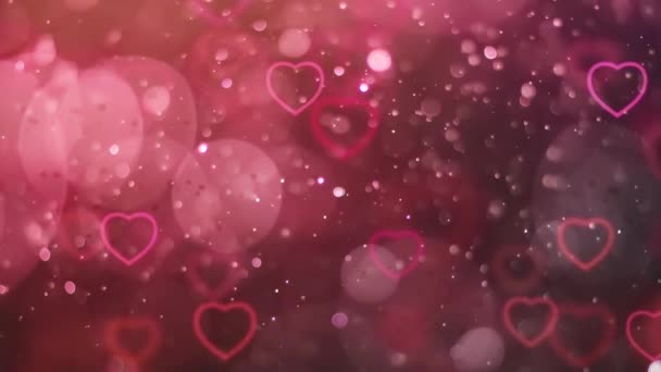 San Valentín Saludo 4K Animación. Hermoso corazón y amor fondo 3d Seamless footage.Romantic colorido Glitter corazones voladores. Fondo de amor para Romance, amor, matrimonio, día de San Valentín. - Metraje, vídeo