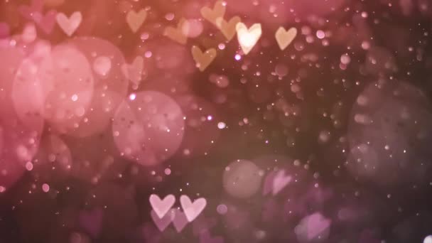 Valentine Day Cumprimentando 4K Animação. Coração bonito e fundo de amor 3d Seamless footage.Romantic colorido Glitter corações voadores. Fundo de amor para Romance, amor, casamento, dia dos namorados. - Filmagem, Vídeo