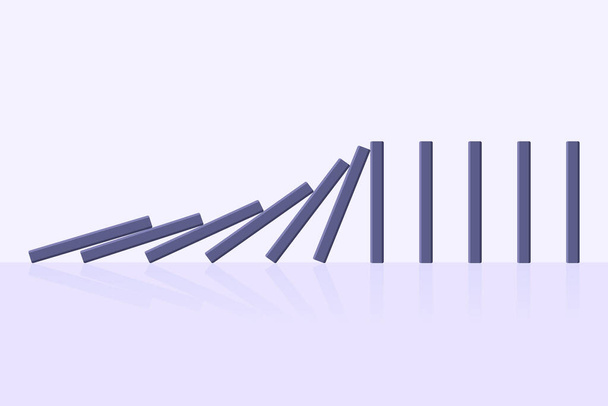 Domino vaikutus liikeidea. Line peräkkäin kuuluvat lautapeli lohkojen domino tasainen tyyli vektori kuva. - Vektori, kuva