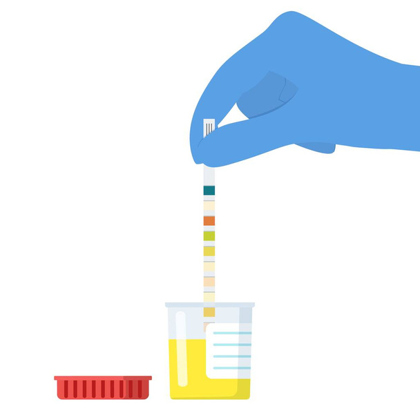 Le médecin utilise une bandelette de test d'urine - Vecteur, image