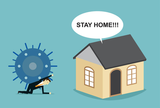 Manténgase en casa a salvo de virus - Vector, imagen