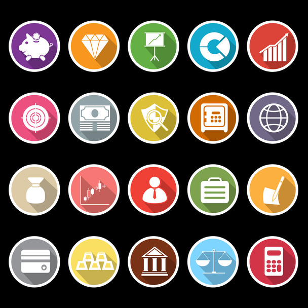 Finance icons with long shadow - Vector, Image