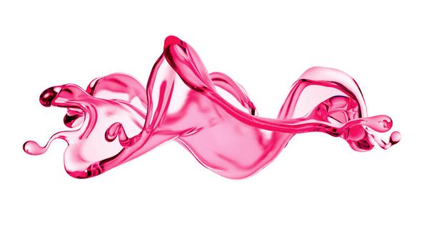 Splash of thick pink fluid. 3d illustration, 3d rendering. - Photo, Image