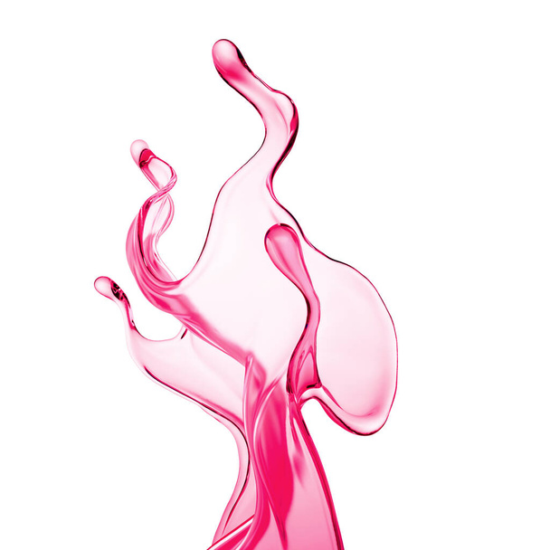 Splash of thick pink fluid. 3d illustration, 3d rendering. - Photo, image