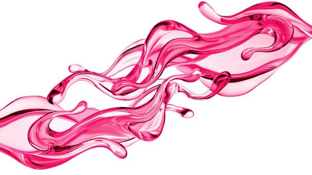 Splash of thick pink fluid. 3d illustration, 3d rendering. - Foto, Imagen